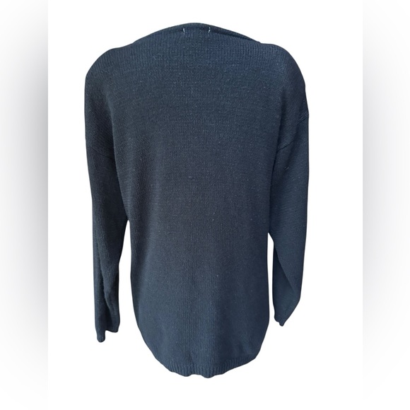 1980s Eminent Oversized Navette Leaf Sequin Around Neckline Silk/Angora Blend Sw - Picture 4 of 4